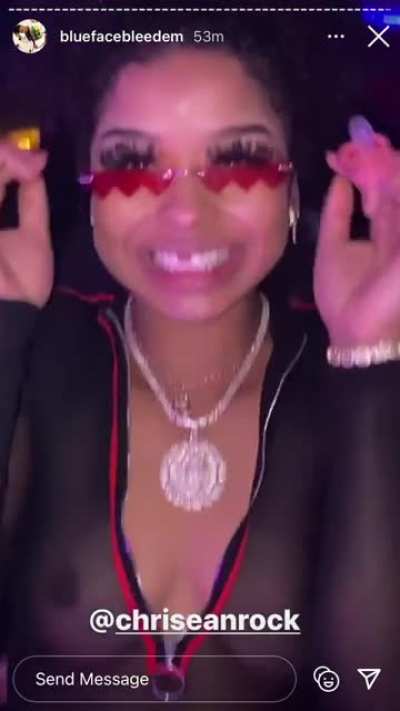@Chriseanrock pretty titties in a see thru shirt #bluegc #blueface #chriseanrock