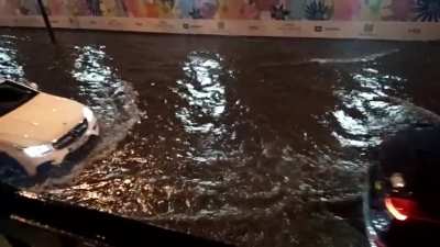 It's a bit wet on Hampstead Road at the moment.
