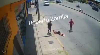 Motorcycle ran the red light according to witnesses but the car fled the scene