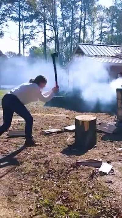 Why did she swing the axe like that-