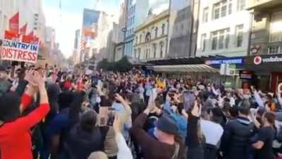 Anti-lockdown protest in Melbourne Australia.