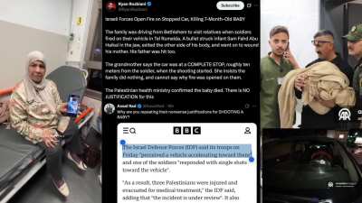 Israel's terrorist forces shot into a Palestinian family's car in Hebron, killing a seven-month-old baby & wounding both parents after the family says they stopped their vehicle as instructed. In March, IOF terrorists killed another Palestinian family who