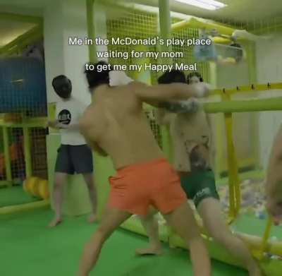 Me in the McDonald&rsquo;s play place waiting for my mom to get me my Happy Meal (beginning of my amateur fighting career fr)