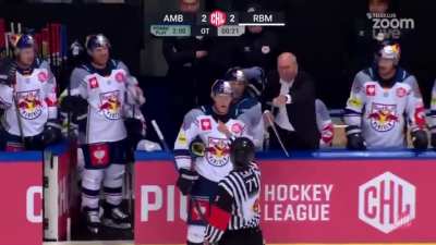 September 7, 2019: CHL - EHC Red Bull M&uuml;nchen head coach Don Jackson protests a penalty against his team by shouting "Fuck you" multiple times at the referee during a game at HC Ambr&igrave;-Piotta.