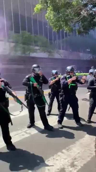 Counter-protesters to an anti-trans rally in Los Angeles yelled &ldquo;don&rsquo;t shoot&rdquo; at the police. A police officer responded by shooting a rubber bullet at a woman.