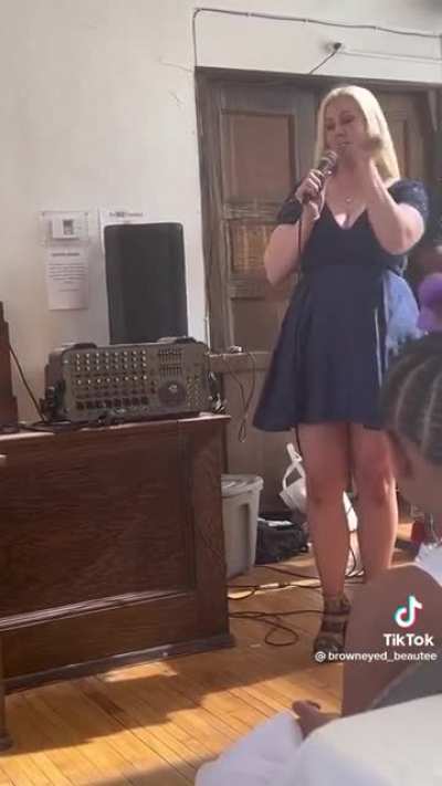 White lady gives super cringe racist speech at her friend&rsquo;s wedding.