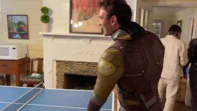 Charlie Cox and Jon Bass play ping pong at Emil&rsquo;s place with Mark and Tim talking