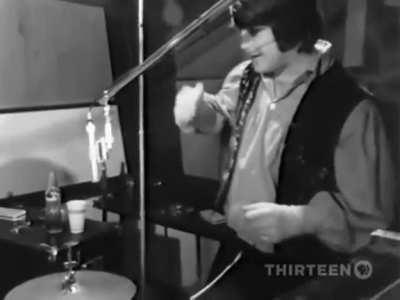 Footage of the Beach Boys in 1966, during recording sessions for "Good Vibrations"