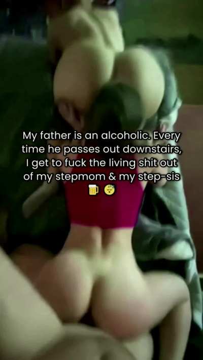 While my drunk dad was asleep, my step-mom watched me fuck a baby in my step-sister's tight pussy