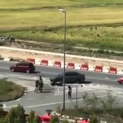(Cross-Post) Tries to push girlfriend toward incoming traffic, then...