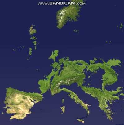Europe if sea levels rise by 500 meters