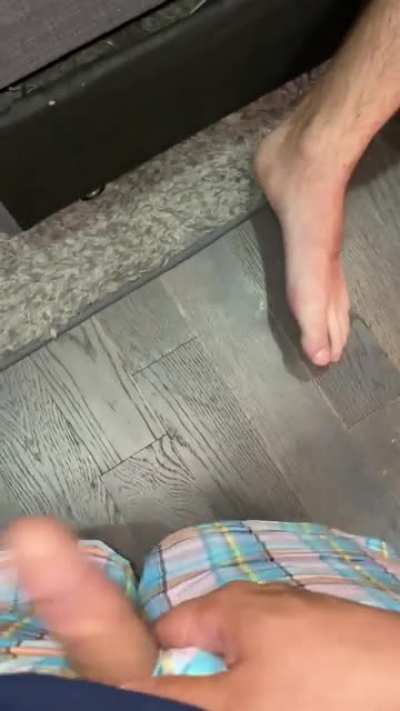 Hubby jerks his little cock while I ride the fuck out of our thick BWC neighbor