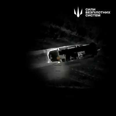 A strike by soldiers from the 412th NEMESIS regiment with a heavy night bomber drone on the Buk-M3 air defense system. February 2025, Zaporizhia region.