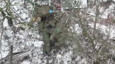 Archival footage of 110th Territorial Defense Brigade drones dropping munitions on advancing Russians near Avdiivka. December 2023