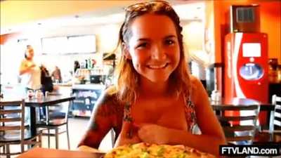 Ftv Model Charlotte Pulls Her Tits Out At The Pizza Joint