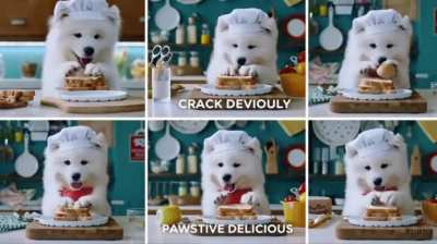 Sora shows puppies having a cooking class