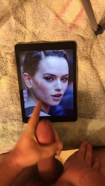 Daisy Ridley week - day 4 - cum tribute 4 - my bud jerkin his big hard cock over daisy and hot facial cumshot - If u want 2 b fed celebs and porn and show off jerkin over them on a second screen - public or private sessions - add hertsgirls on k1k
