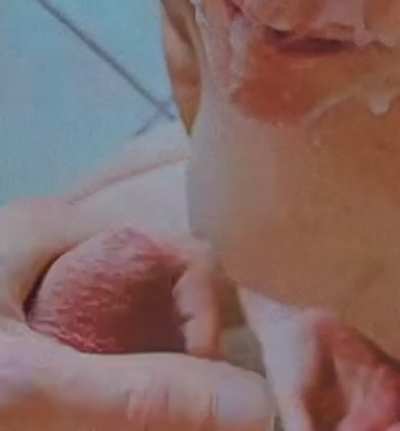 wifey gets covered by my massive load