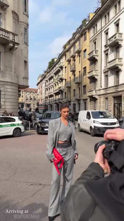 "Arriving at Sportmax FW25 Runway Show"