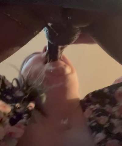 A lot of spit and a lot of throat is required for such a big cock