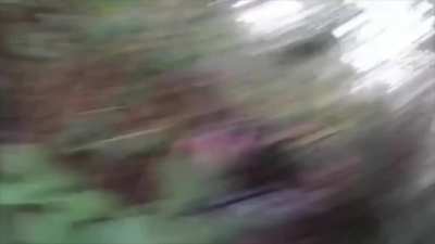 Archival footage from a Colombian volunteer, close-in arrivals of Russian shells in the Bakhmut direction