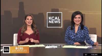 KCAL meteorologist Alissa Carlson Schwartz passes out mid news segment.