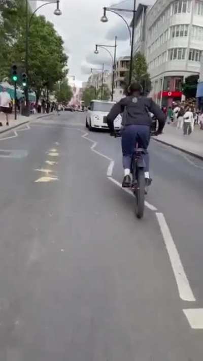Doing a wheelie on public road