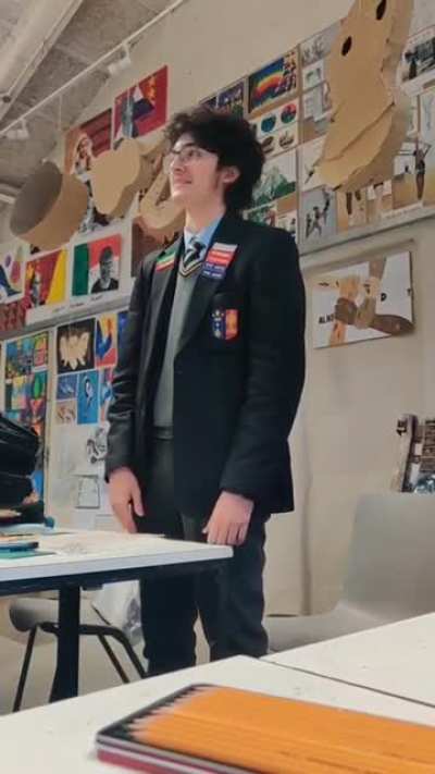 As we see here, we have our school mascot Logan singing his favourite song, Feliz Navidad