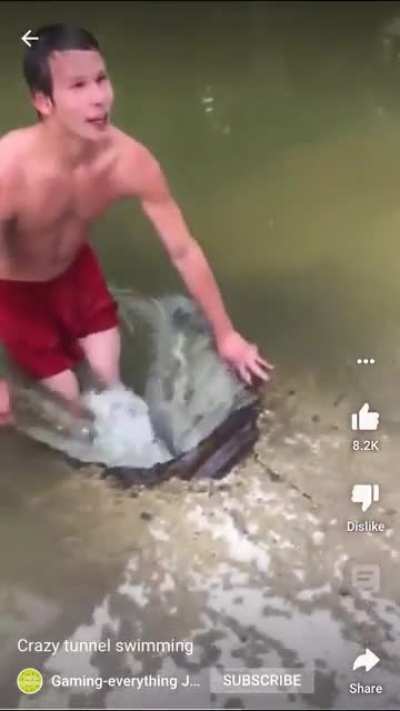 Imagine there was a steel grate or something halfway