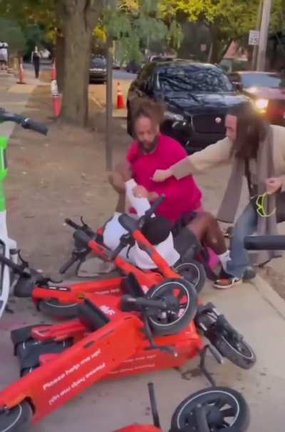 Neighborhood watch coordinator, James "Peewee" Pearson who lost money betting on Tyson for Tyson v Douglas, has words with part time budtender and box fit class leader Benny "Sho Nuff" Jackson over a jay walking incident.