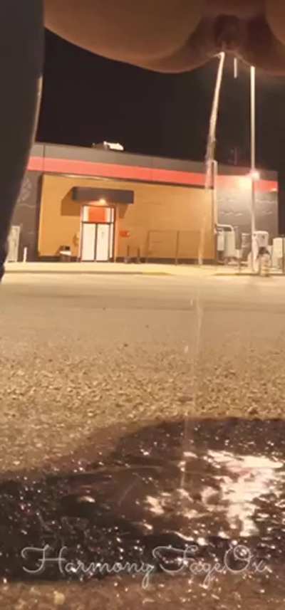 Desperate to pee, I stopped at a truck stop. I couldn&rsquo;t make it, and decided to water the parking lot 😳🤫