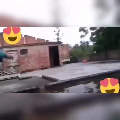 Sliding on a puddle on concrete