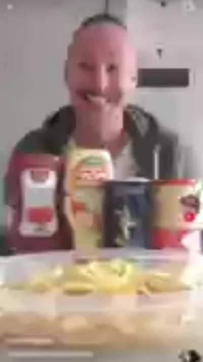 having dinner after sniffing some glue