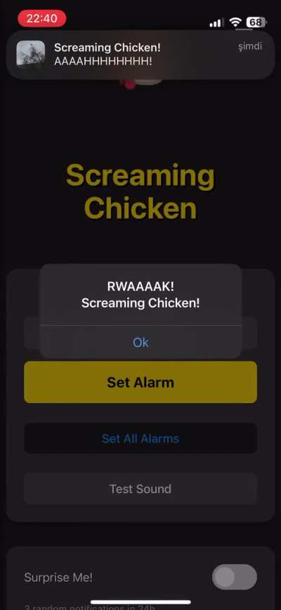 I made an prank  alarm clock that wakes you up with "screaming chicken on a tree scream."