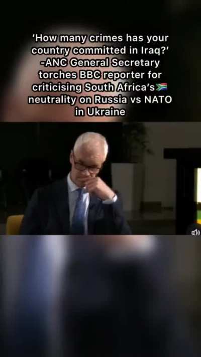 "How many crimes has your country committed in Iraq? How many crimes have everyone else who is so vocal today committed in Iraq and Afghanistan? Have you arrested them?" - South Africa's ANC General Secretary humiliates BBC reporter
