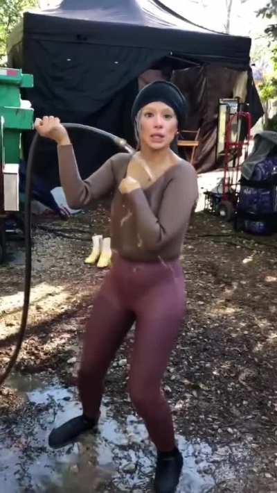 Hosing herself down