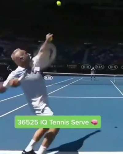 Old guy's tennis serve.