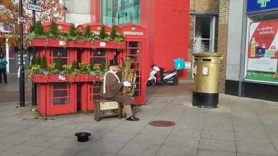 Just saw a fire breathing Tuba being played