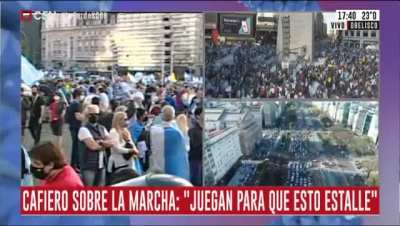 C5N saca del aire a manifestante: 
