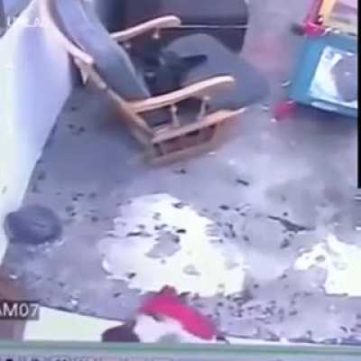 Cat saves a human baby from falling down stairs.