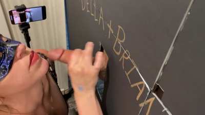 Gloryhole BJ with facial from two angles