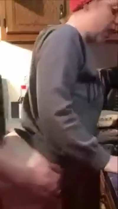 Surprising Mom in the kitchen when I come back home
