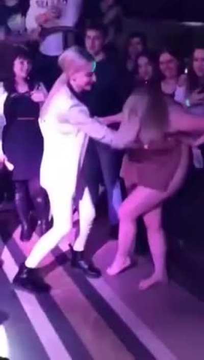 Love this reaction when they bring the lights up on her nude, also how her friend tries to stretch the towel to hide her pussy but just exposes it more in the process