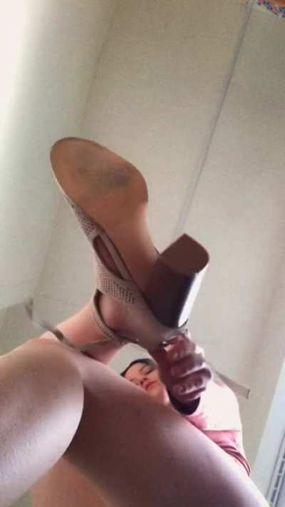 Best place to be is under Mistress&rsquo;s feet 😉😈