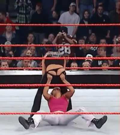 Jackie Gayda pulling down Trish Stratus&rsquo;s tights