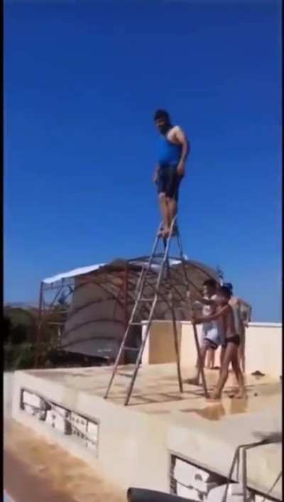 Idiots trying to jump into pools