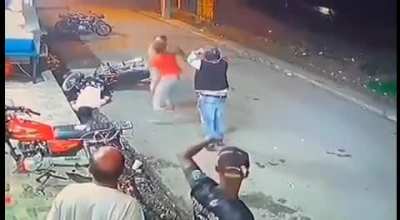 Robber's poor gun safety saves the day before robbery starts