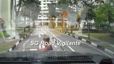 man was seen pointing his middle finger &amp;amp; pretended to be hit by a car after the car had honked at him.
