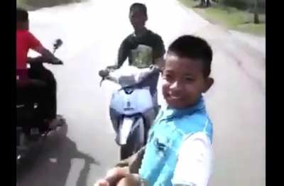 WCGW using a selfie stick and not paying attention to traffic