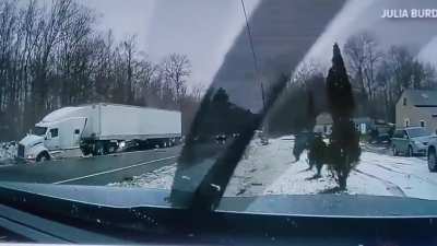 Icy roads in New Sharon